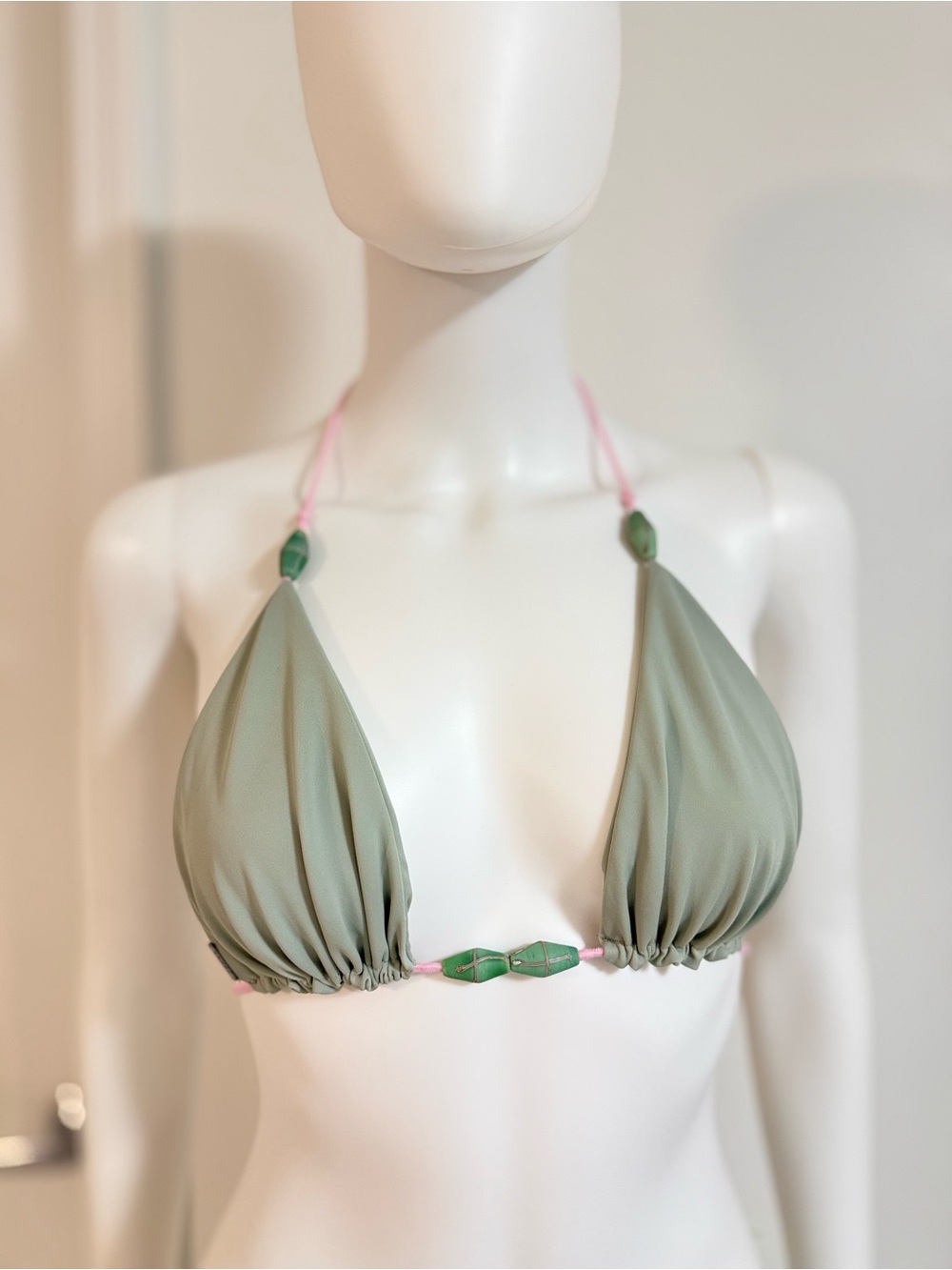 Classic Triangle Bikini Top in Sage Green